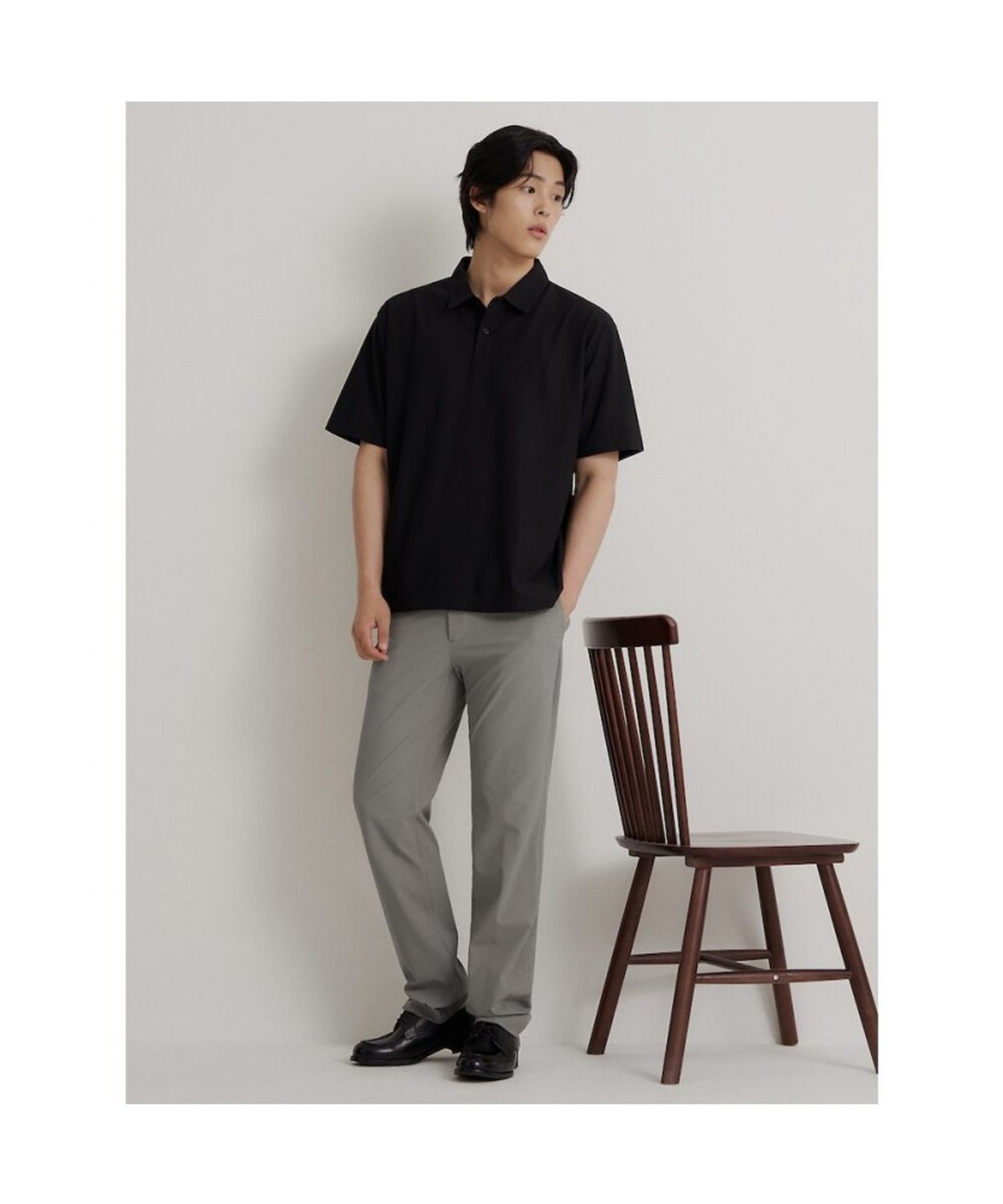 빈폴 멘(BEANPOLE MEN) 에어도트 칼라넥 반소매 티셔츠  블랙