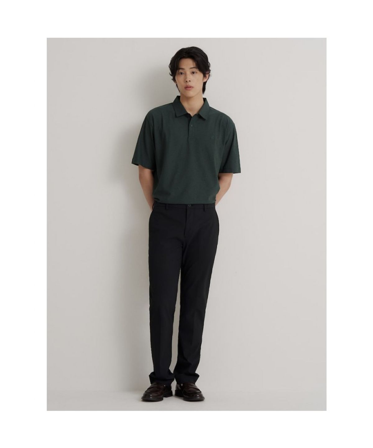빈폴 멘(BEANPOLE MEN) 에어도트 칼라넥 반소매 티셔츠  그린
