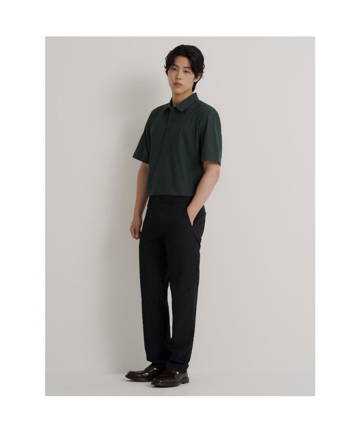 빈폴 멘(BEANPOLE MEN) 에어도트 칼라넥 반소매 티셔츠  그린