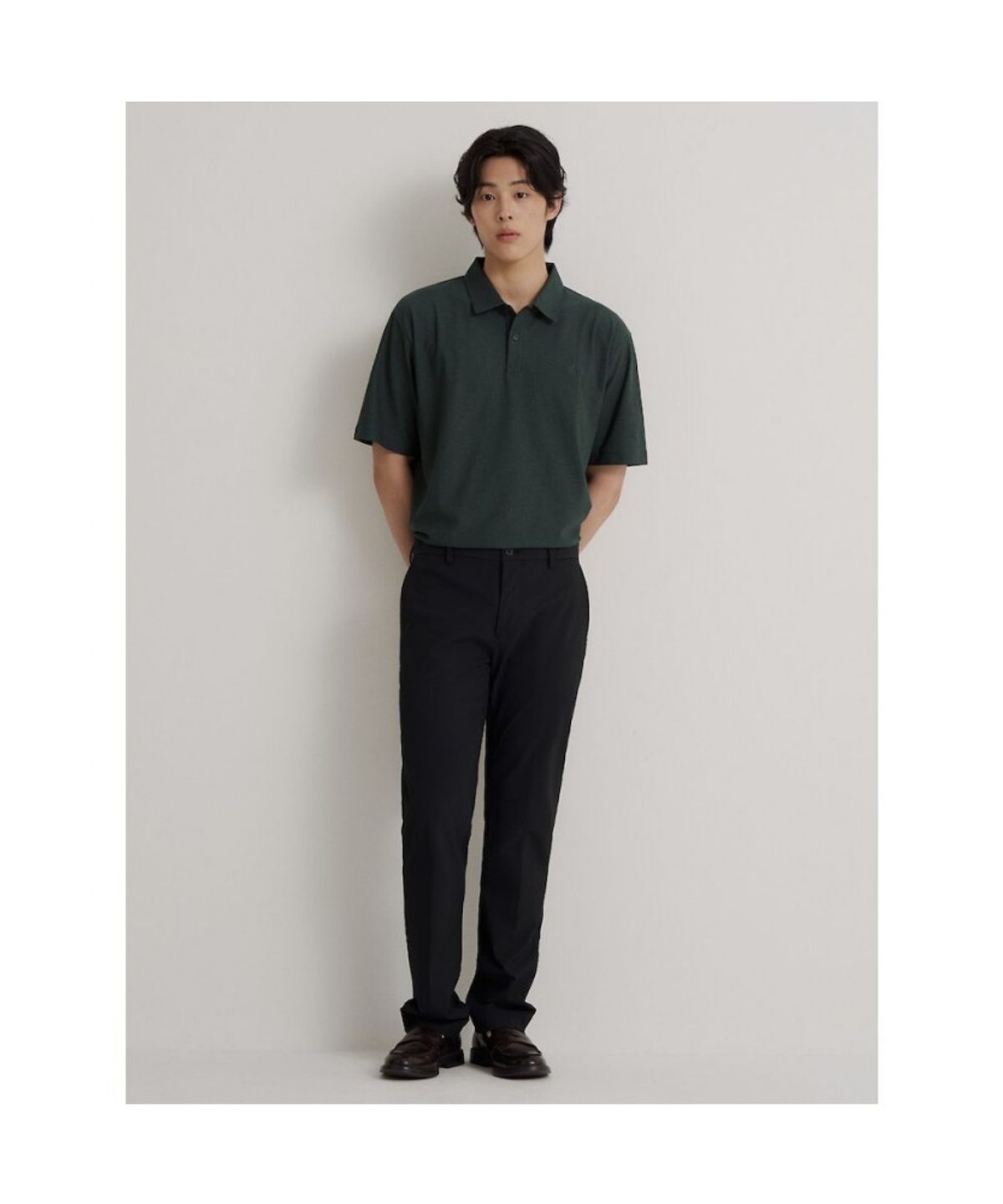 빈폴 멘(BEANPOLE MEN) 에어도트 칼라넥 반소매 티셔츠  그린