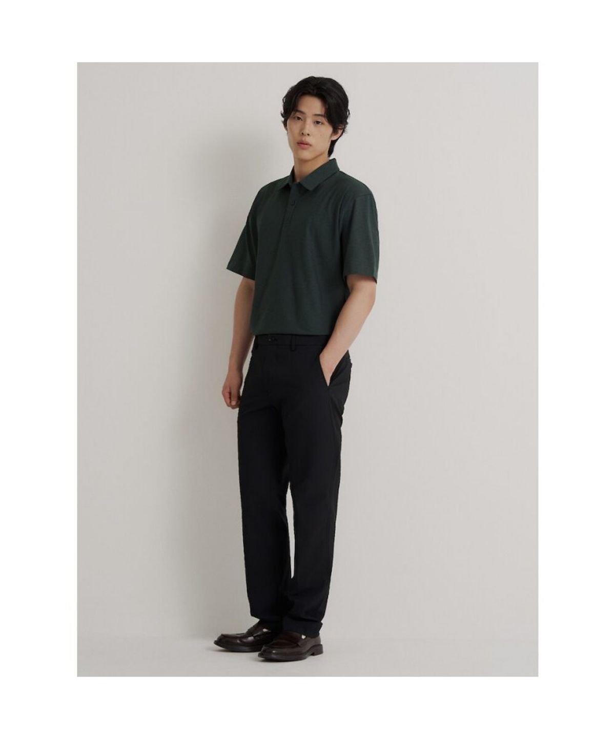 빈폴 멘(BEANPOLE MEN) 에어도트 칼라넥 반소매 티셔츠  그린