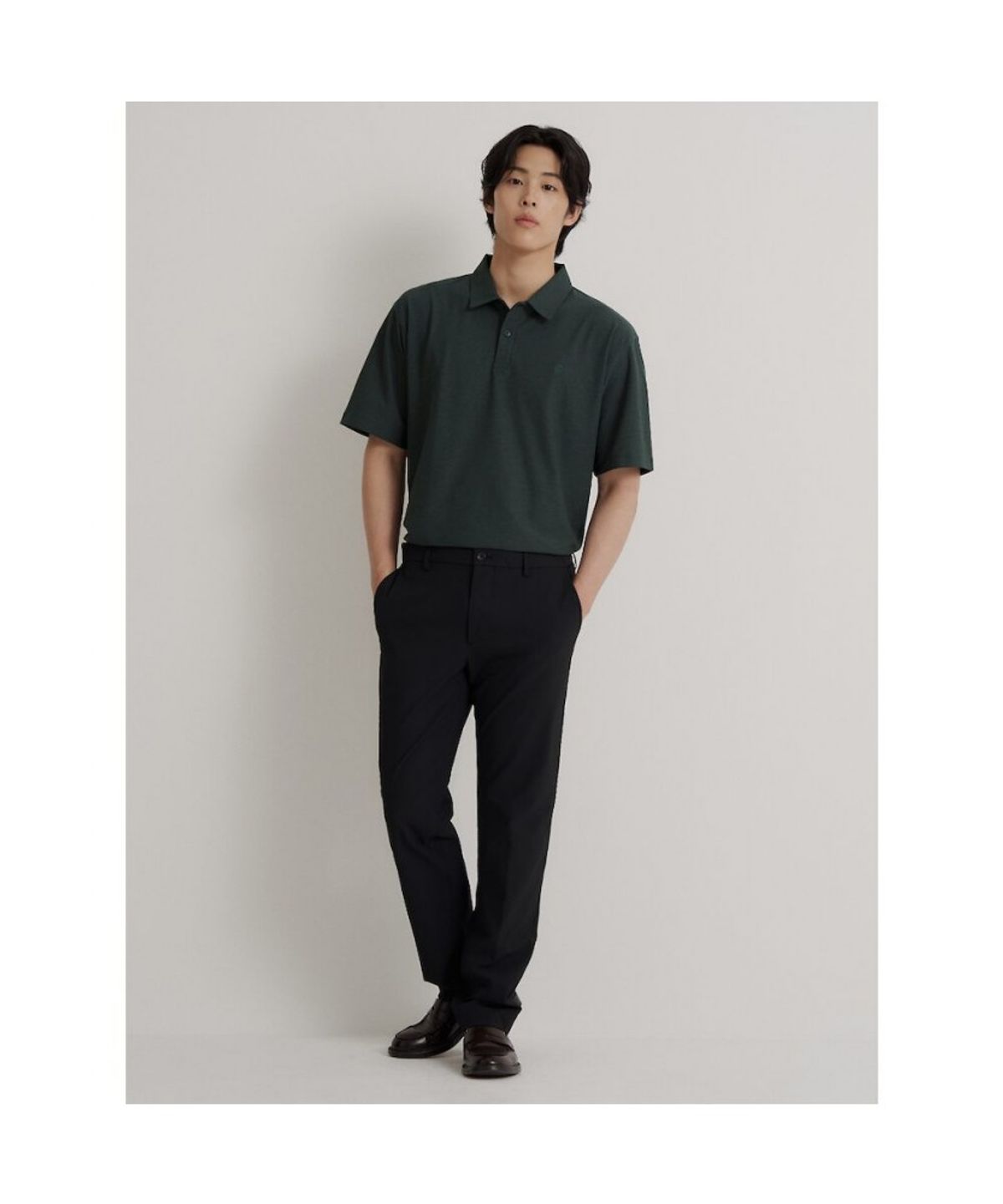 빈폴 멘(BEANPOLE MEN) 에어도트 칼라넥 반소매 티셔츠  그린