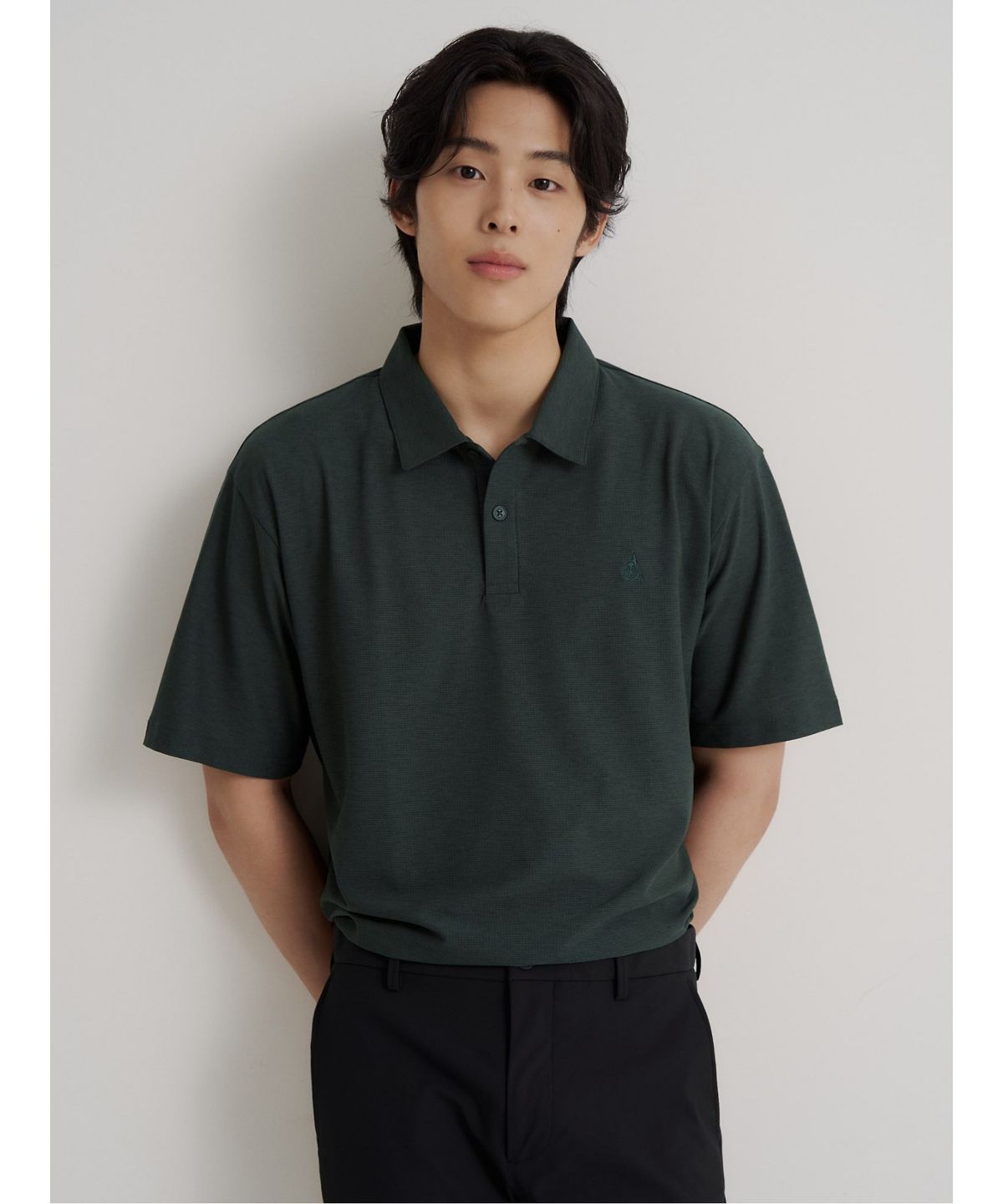 빈폴 멘(BEANPOLE MEN) 에어도트 칼라넥 반소매 티셔츠  그린