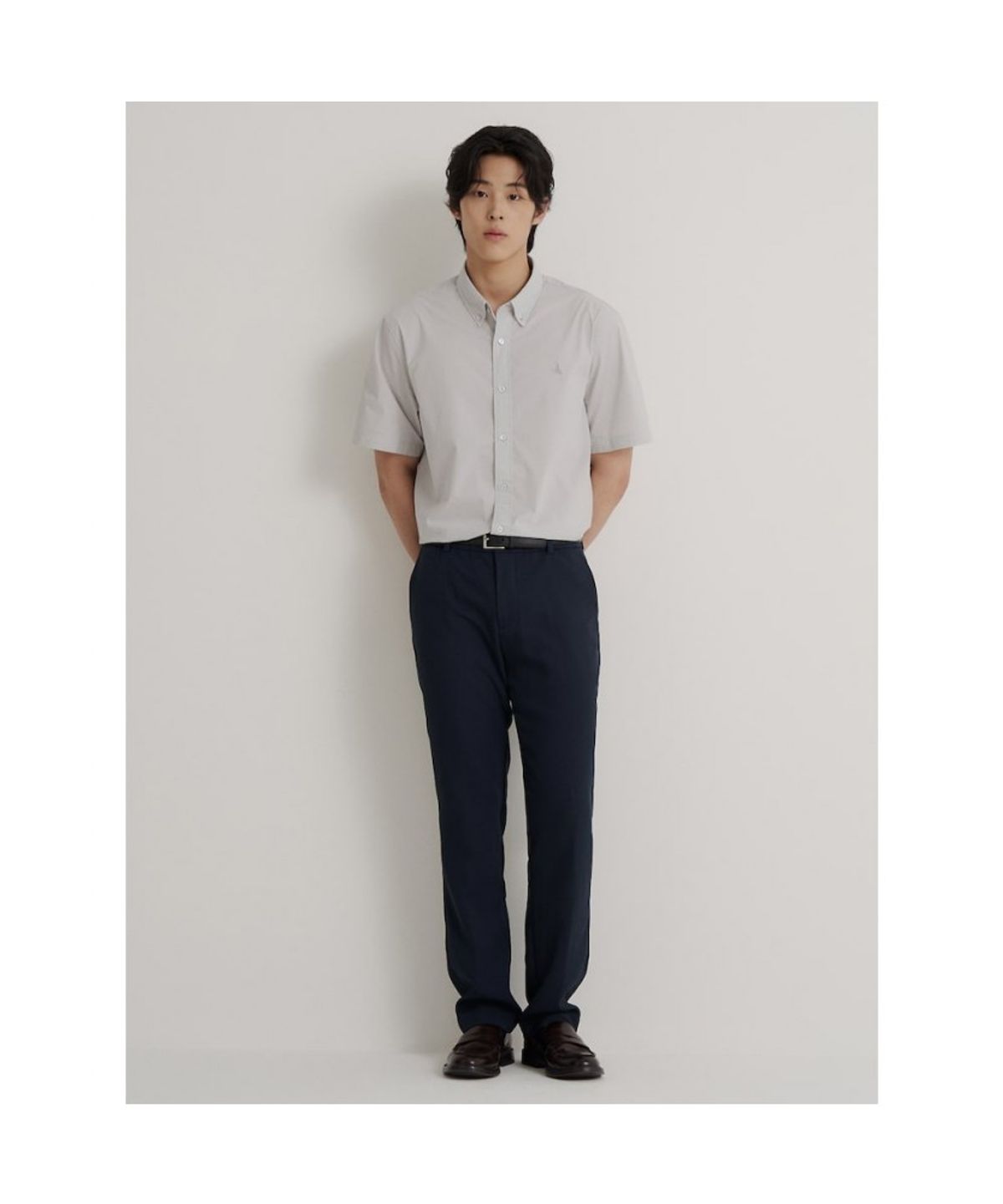 빈폴 멘(BEANPOLE MEN) 나일론 시어서커 반소매 셔츠  라이트 그레이