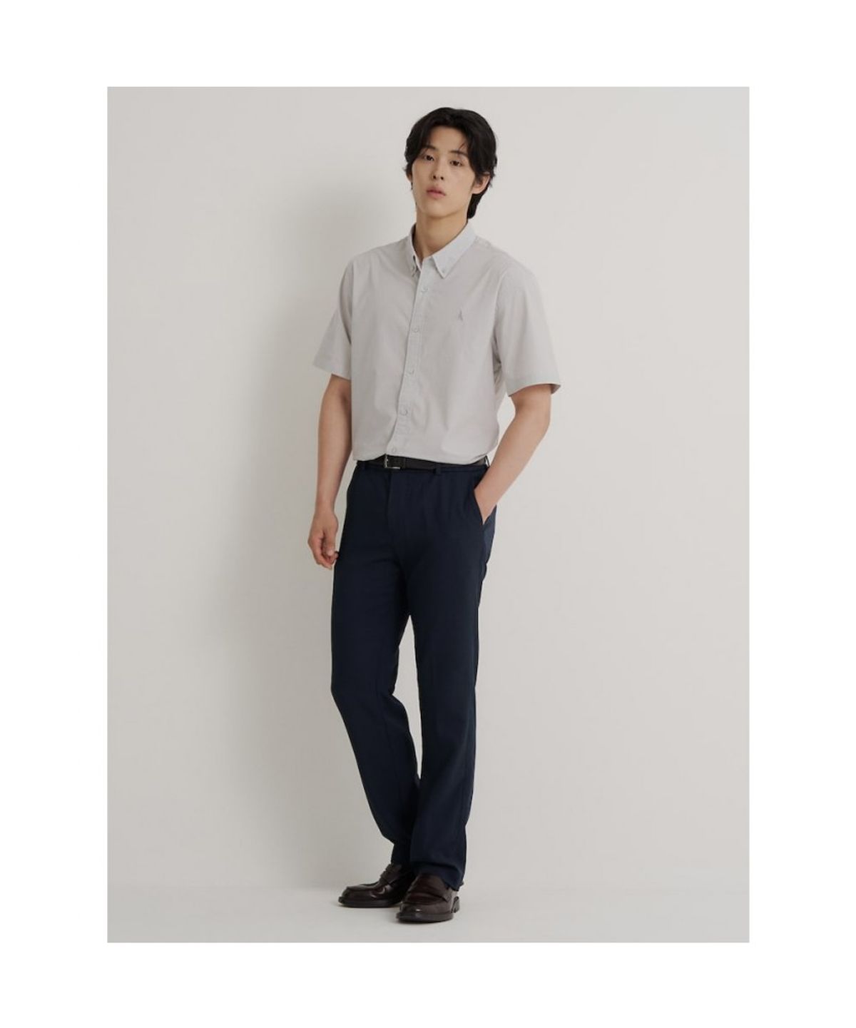 빈폴 멘(BEANPOLE MEN) 나일론 시어서커 반소매 셔츠  라이트 그레이