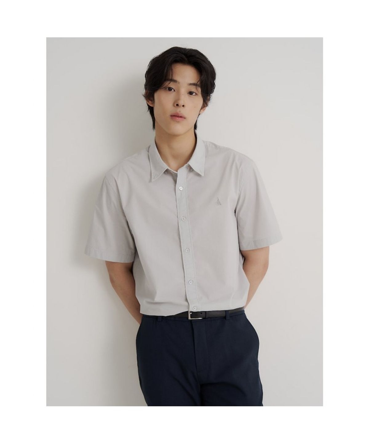 빈폴 멘(BEANPOLE MEN) 나일론 시어서커 반소매 셔츠  라이트 그레이