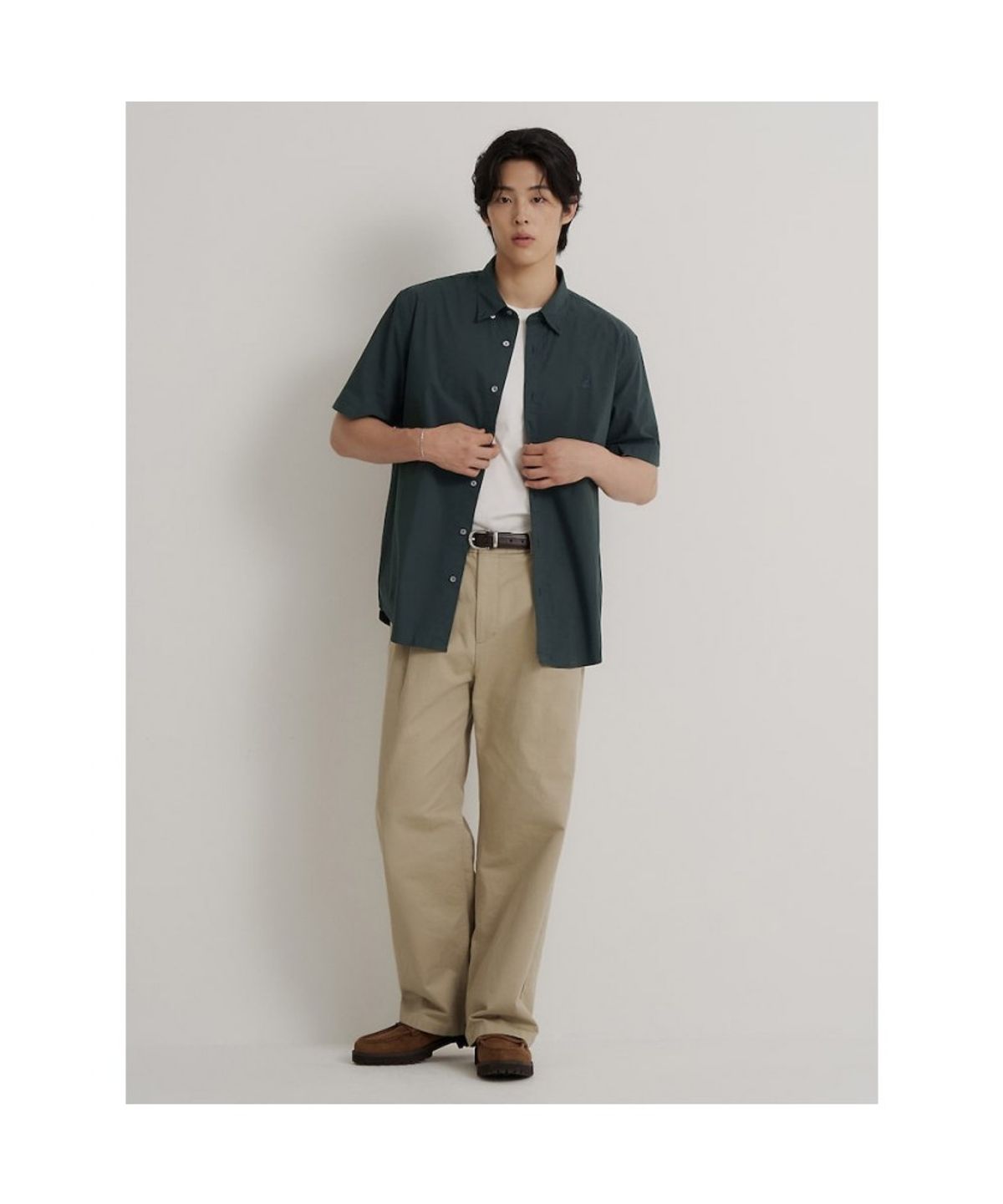 빈폴 멘(BEANPOLE MEN) 나일론 시어서커 반소매 셔츠  그린