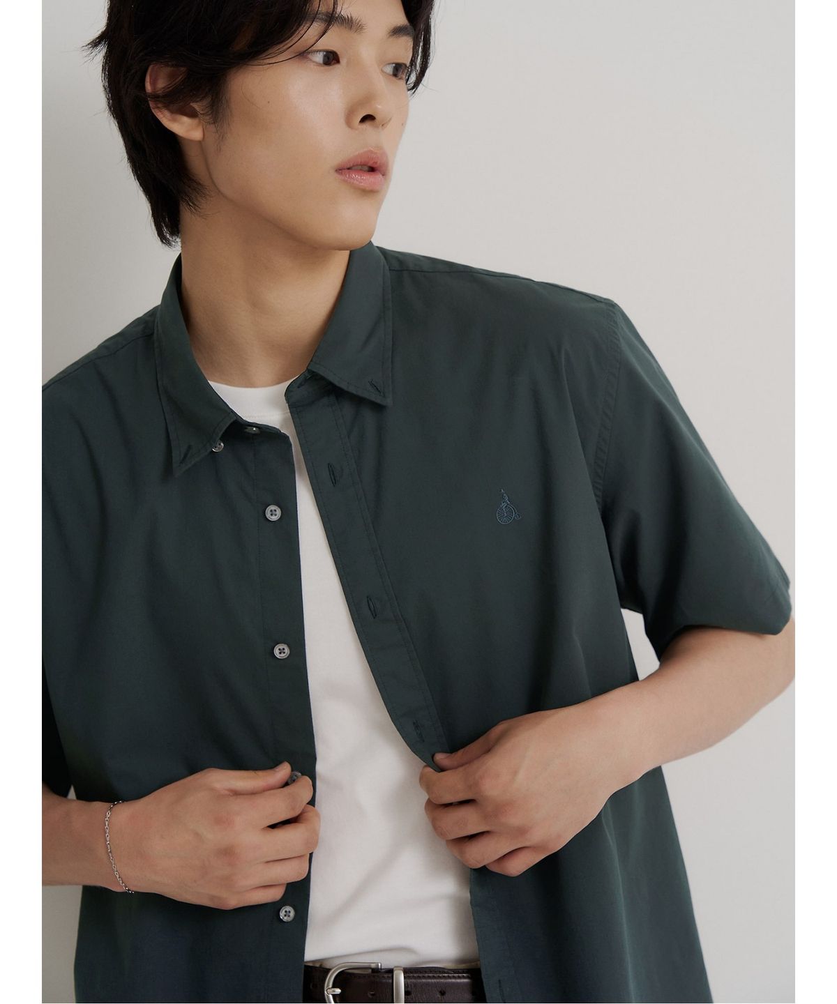 빈폴 멘(BEANPOLE MEN) 나일론 시어서커 반소매 셔츠  그린