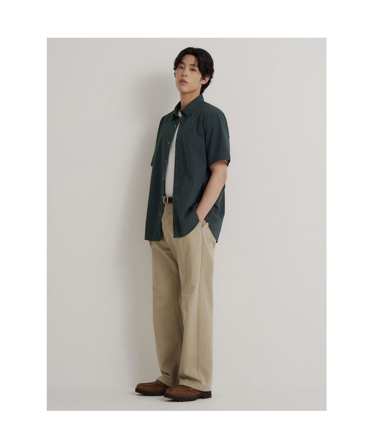 빈폴 멘(BEANPOLE MEN) 나일론 시어서커 반소매 셔츠  그린