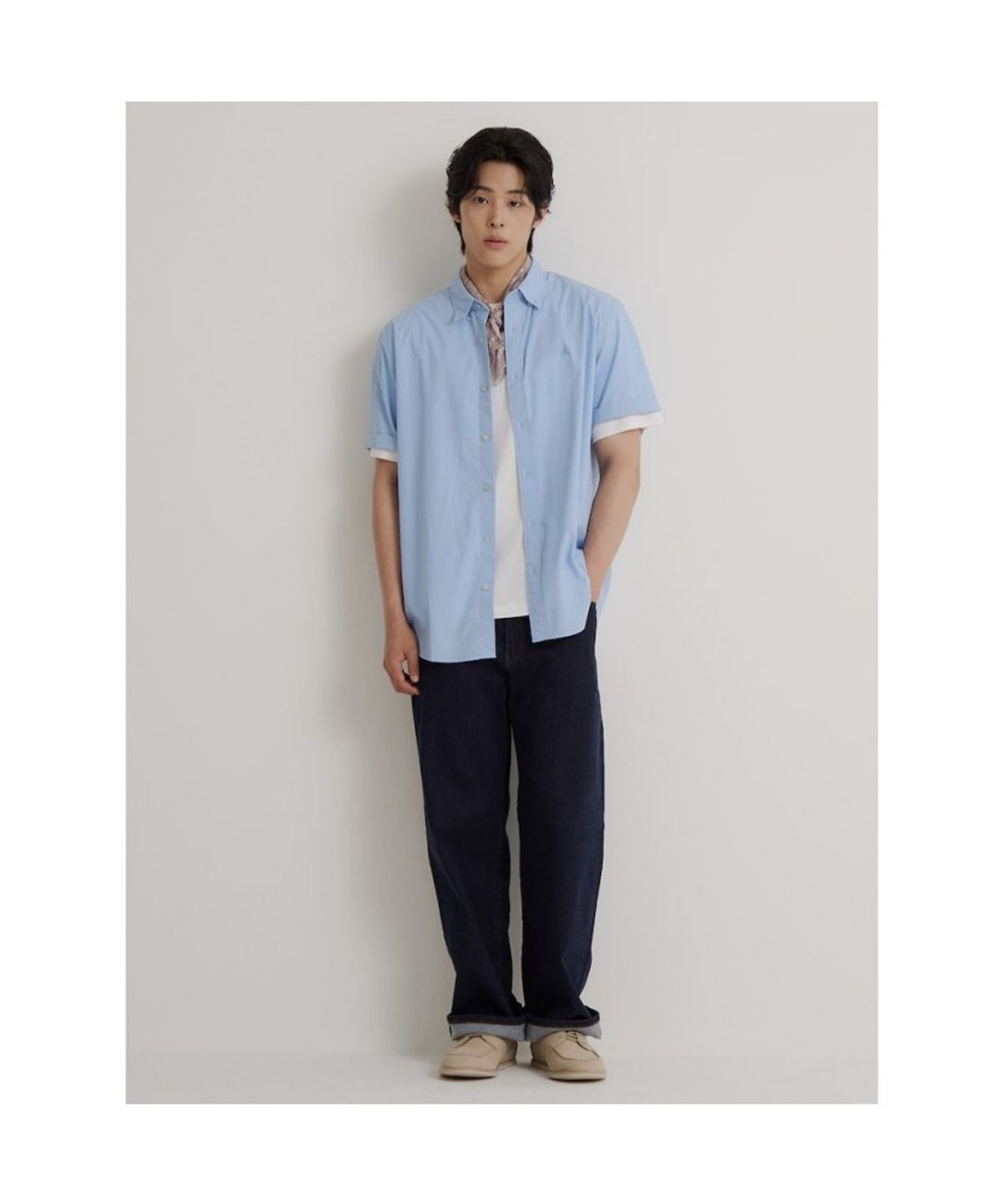 빈폴 멘(BEANPOLE MEN) 나일론 시어서커 반소매 셔츠  스카이 블루