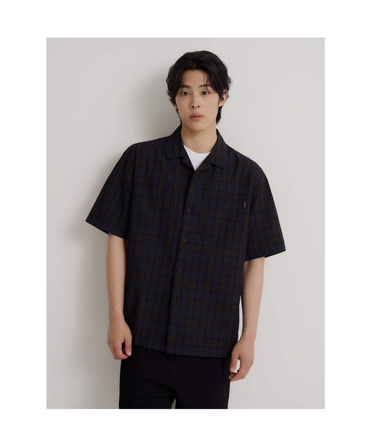 빈폴 멘(BEANPOLE MEN) 타탄체크 아우터형 반소매 셔츠  브라운