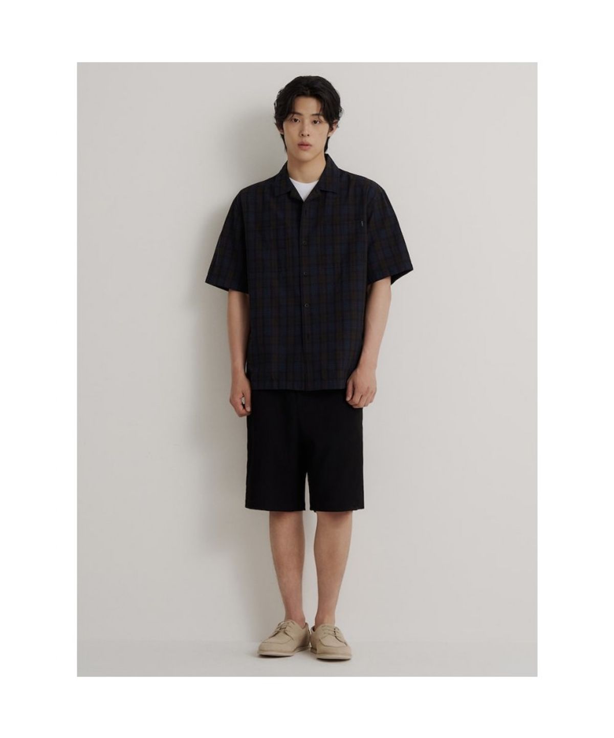 빈폴 멘(BEANPOLE MEN) 타탄체크 아우터형 반소매 셔츠  브라운