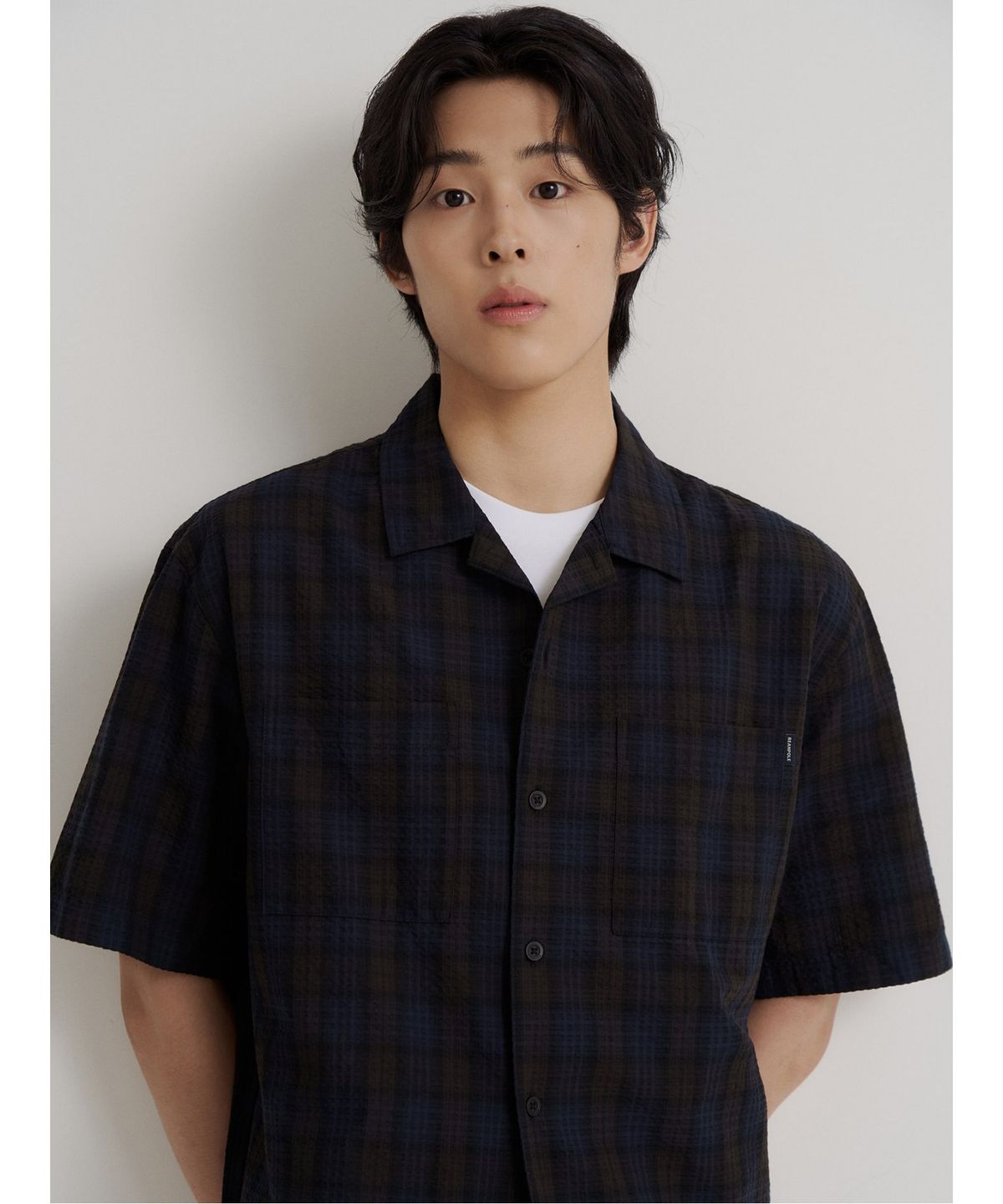 빈폴 멘(BEANPOLE MEN) 타탄체크 아우터형 반소매 셔츠  브라운