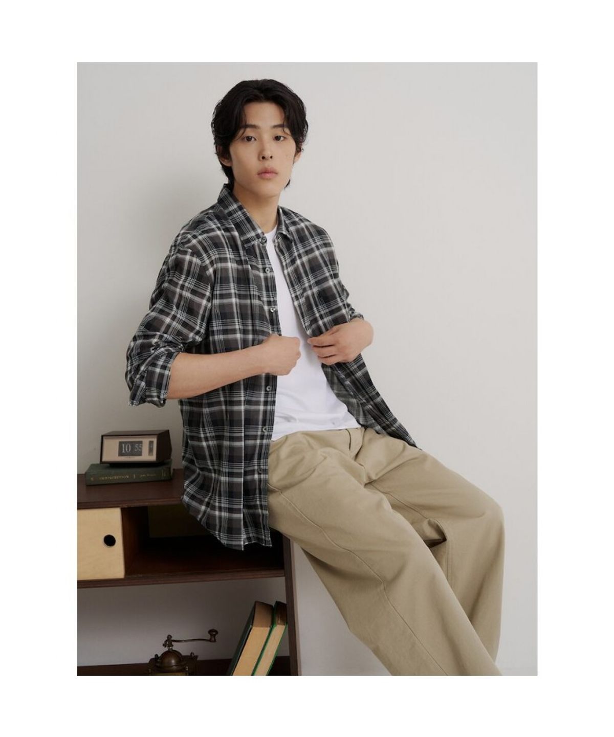 빈폴 멘(BEANPOLE MEN) 간절기 체크 긴소매 셔츠  애쉬