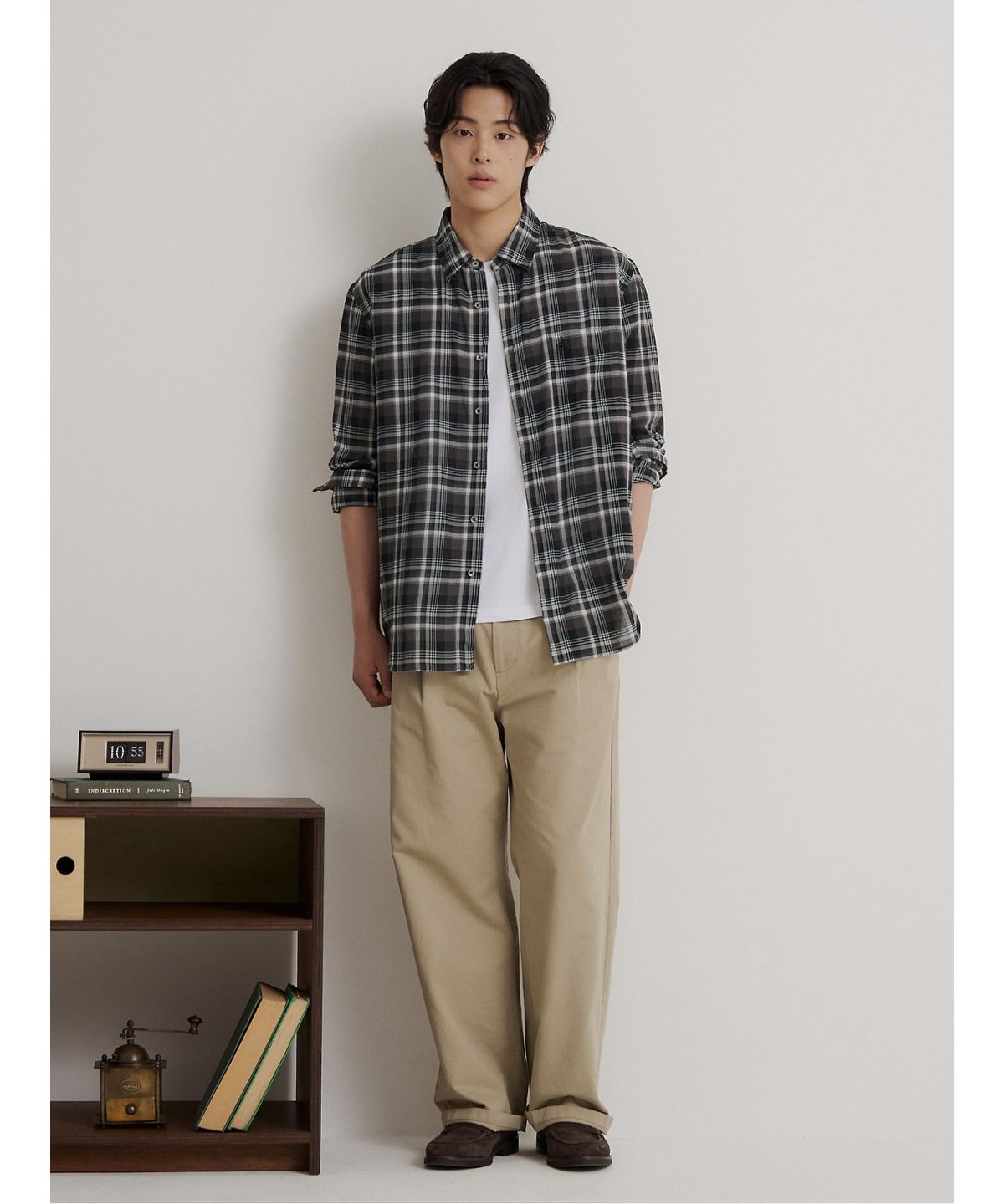 빈폴 멘(BEANPOLE MEN) 간절기 체크 긴소매 셔츠  애쉬