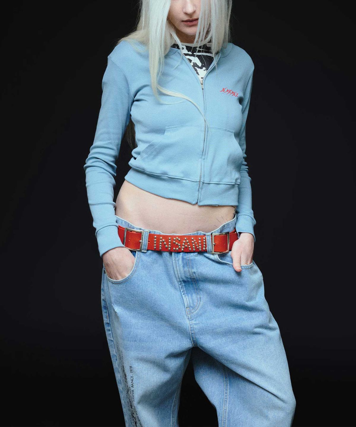 인세인개러지(INSANEGARAGE) INSANE WOMEN LOGO ZIP-UP JERSEY_LIGHT BLUE