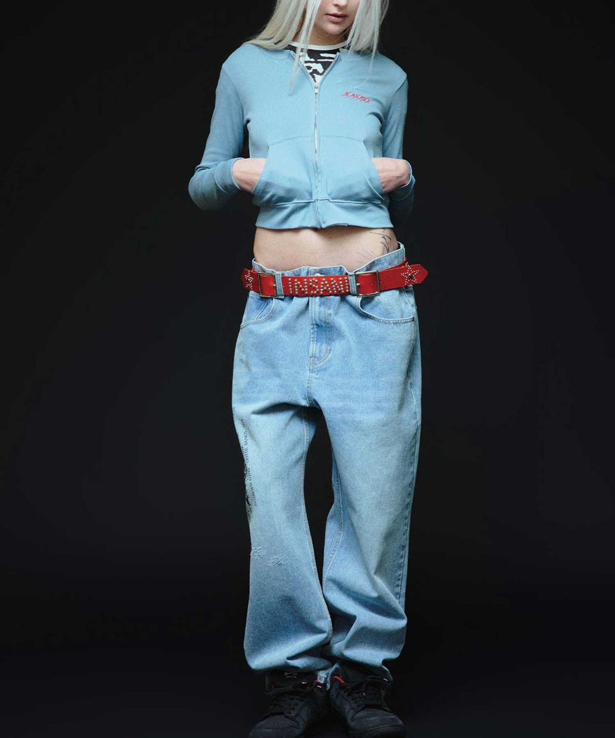 인세인개러지(INSANEGARAGE) INSANE WOMEN LOGO ZIP-UP JERSEY_LIGHT BLUE