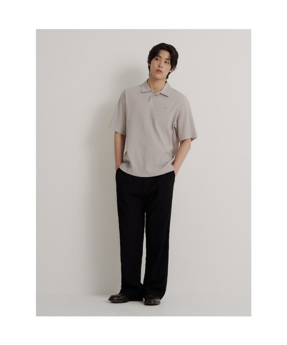빈폴 멘(BEANPOLE MEN) 크레페 밴딩 와이드 팬츠  블랙