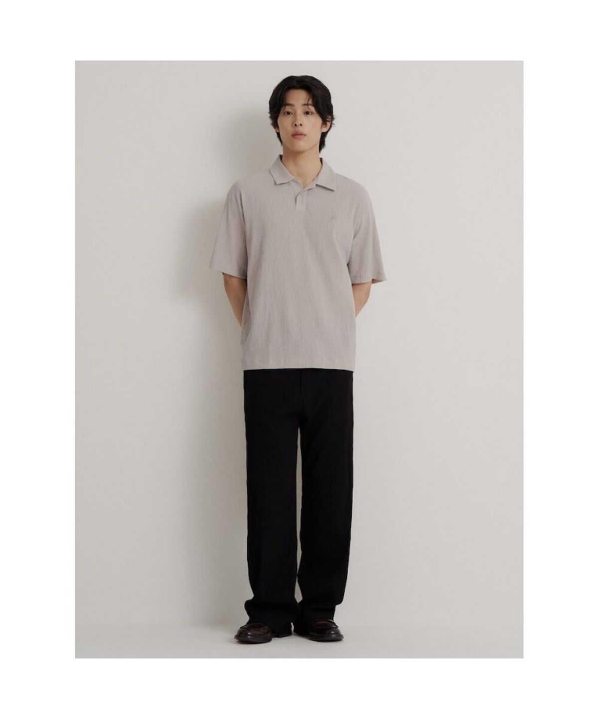 빈폴 멘(BEANPOLE MEN) 크레페 밴딩 와이드 팬츠  블랙