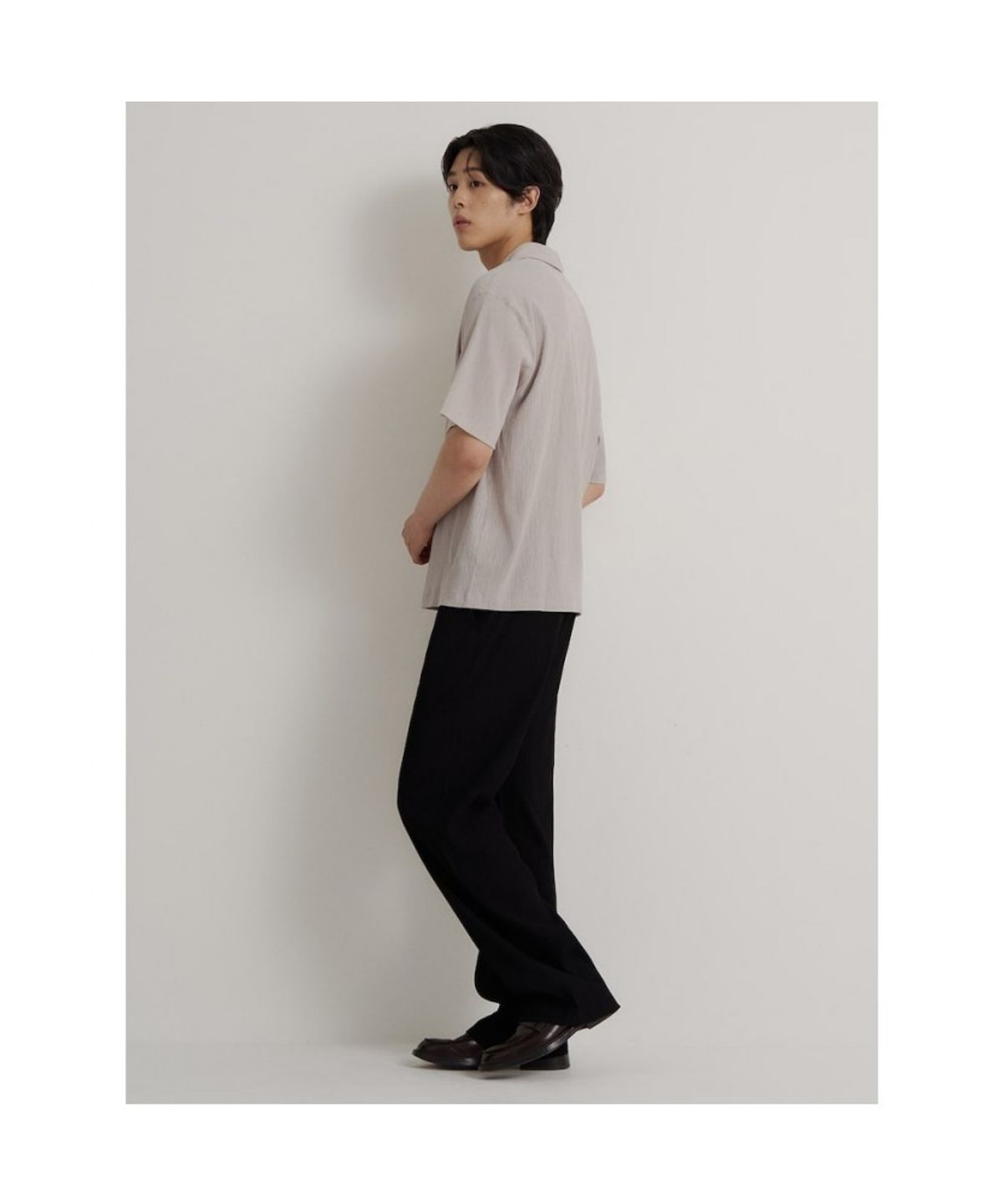 빈폴 멘(BEANPOLE MEN) 크레페 밴딩 와이드 팬츠  블랙
