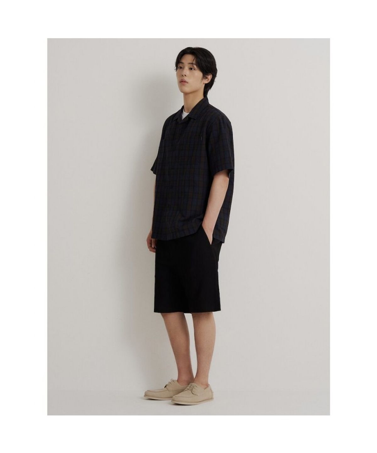 빈폴 멘(BEANPOLE MEN) 크레페 밴딩 하프 팬츠  블랙