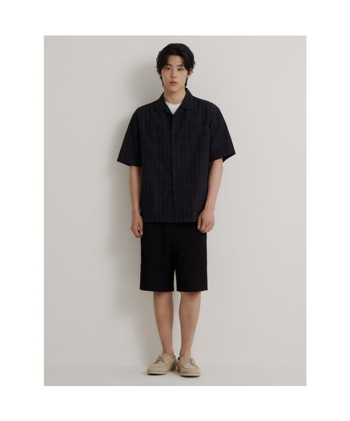 빈폴 멘(BEANPOLE MEN) 크레페 밴딩 하프 팬츠  블랙