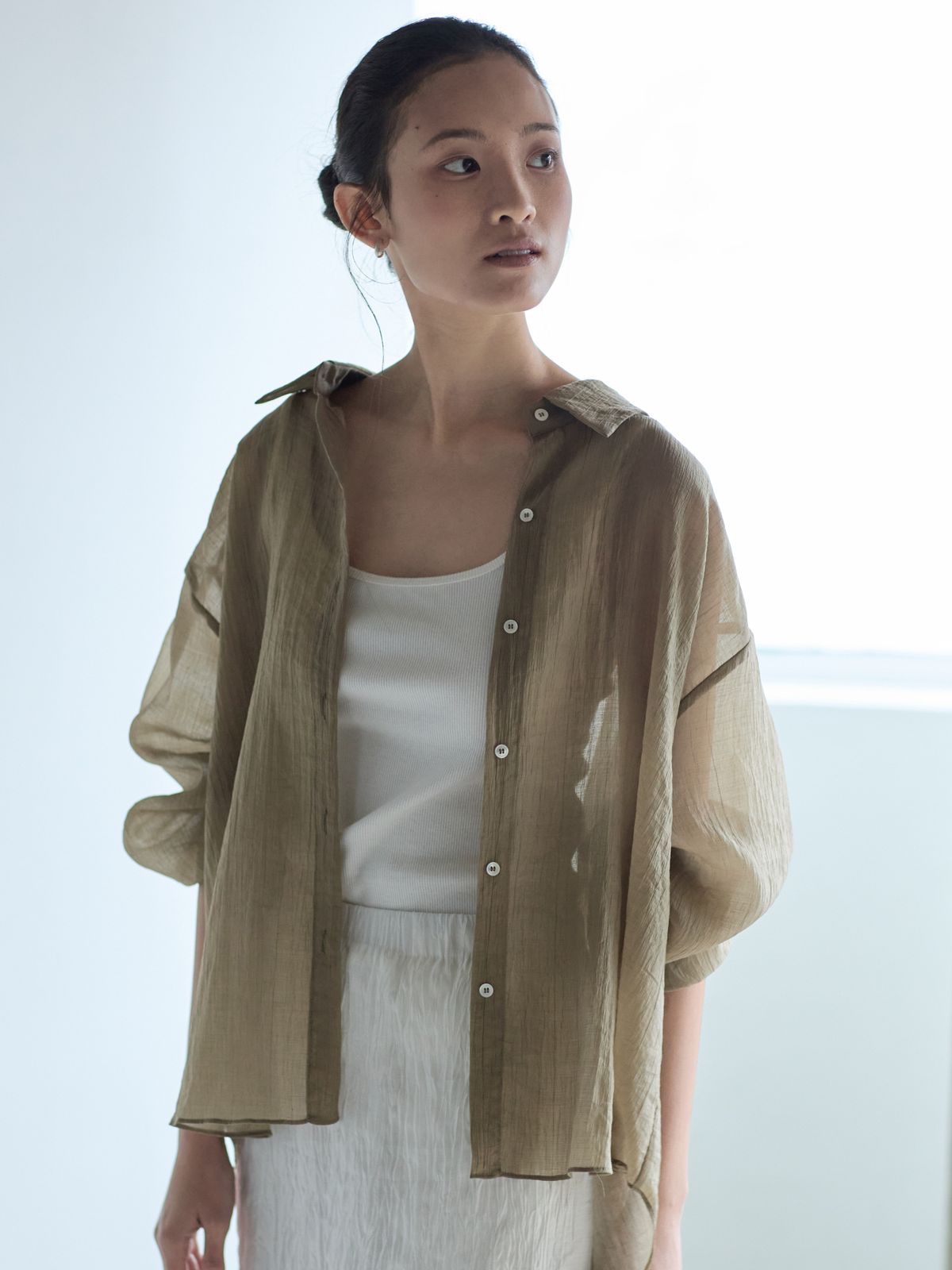 누토프(NUTOFFE) Sheer Shirt_Brown