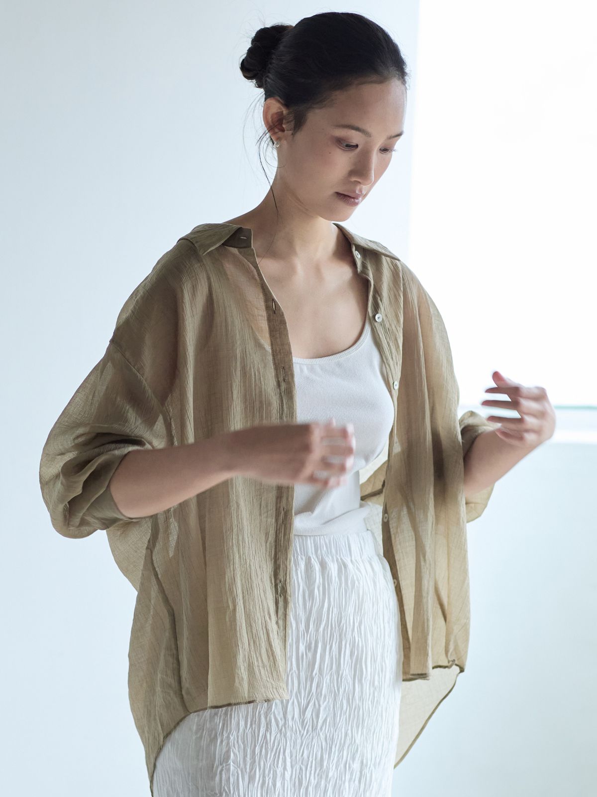 누토프(NUTOFFE) Sheer Shirt_Brown