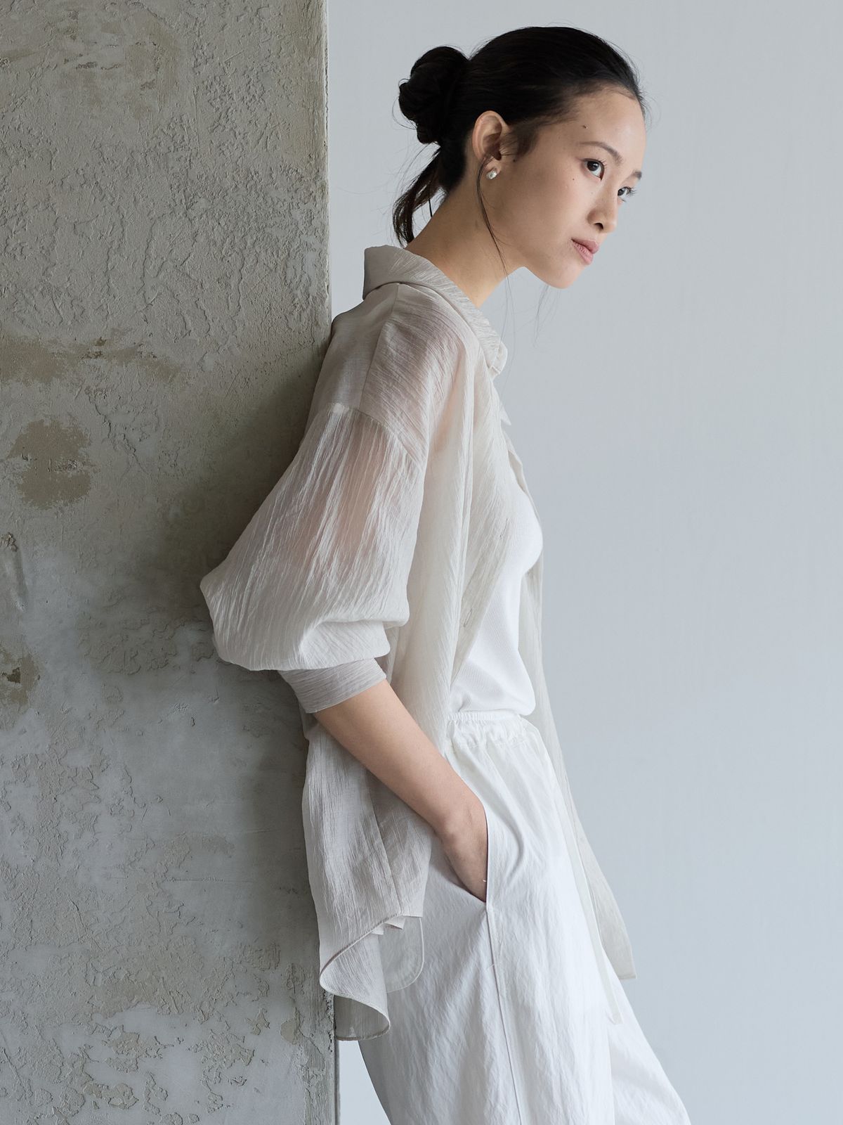 누토프(NUTOFFE) Sheer Shirt_Mint Gray