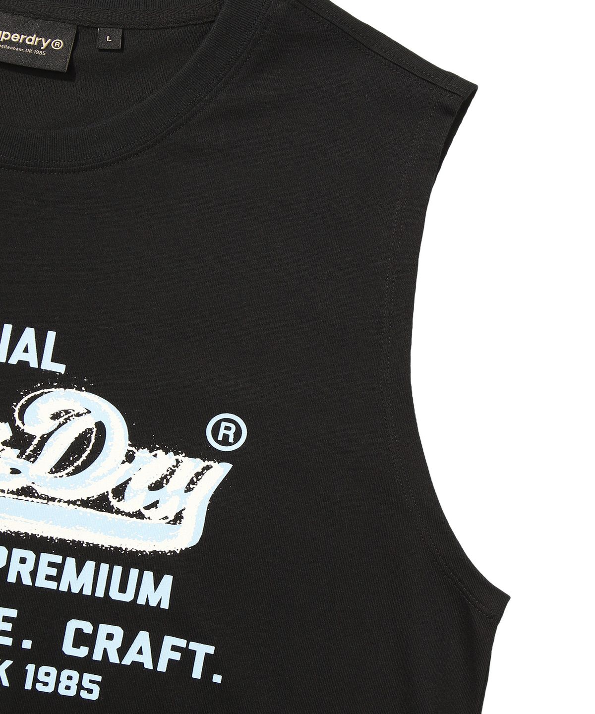 슈퍼드라이(SUPERDRY) 빈티지 로고 슬리브리스 블랙 SDMIVCP62BLK
