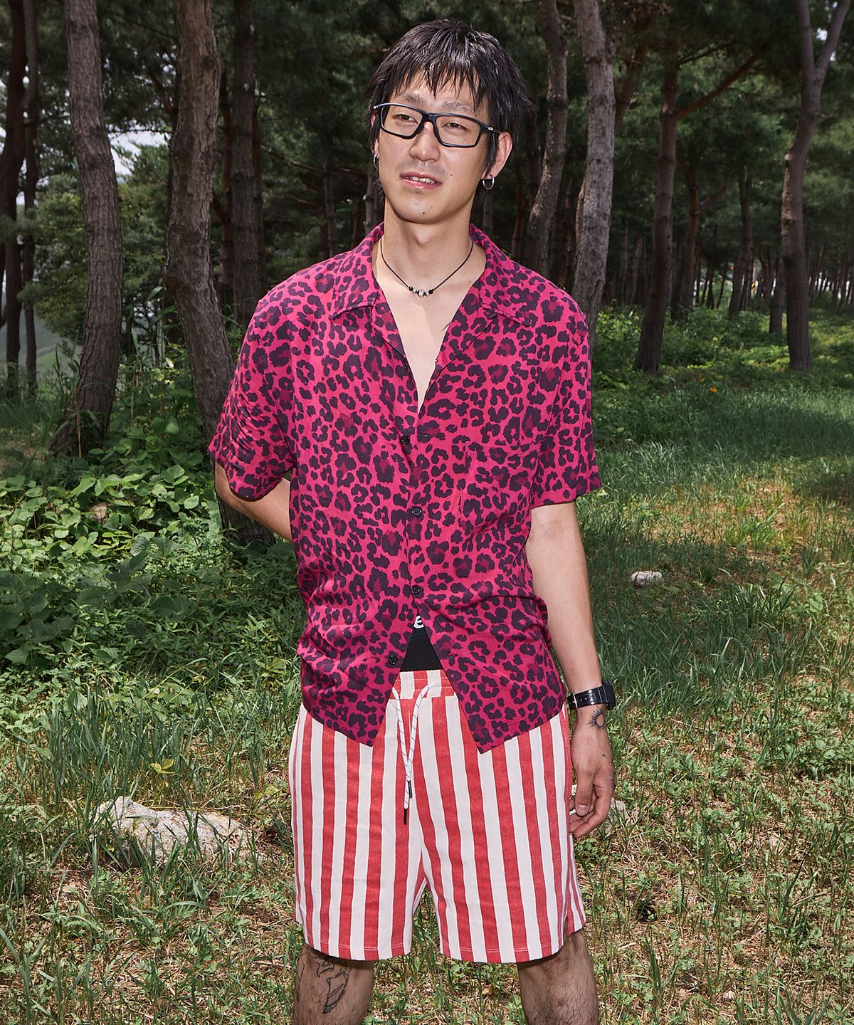 롤링스튜디오(ROLLINGSTUDIOS) COTTON STRIPE SHORTS RED