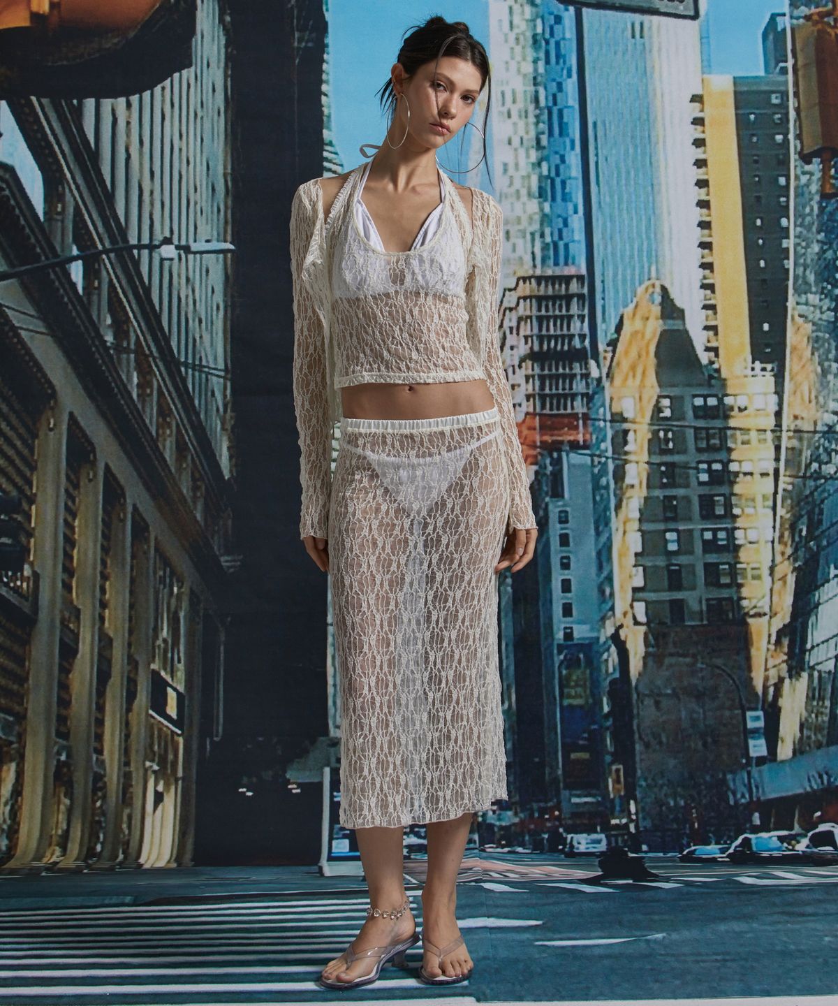 게이트리스(GATELESS) JACQUARD LACE SKIRT