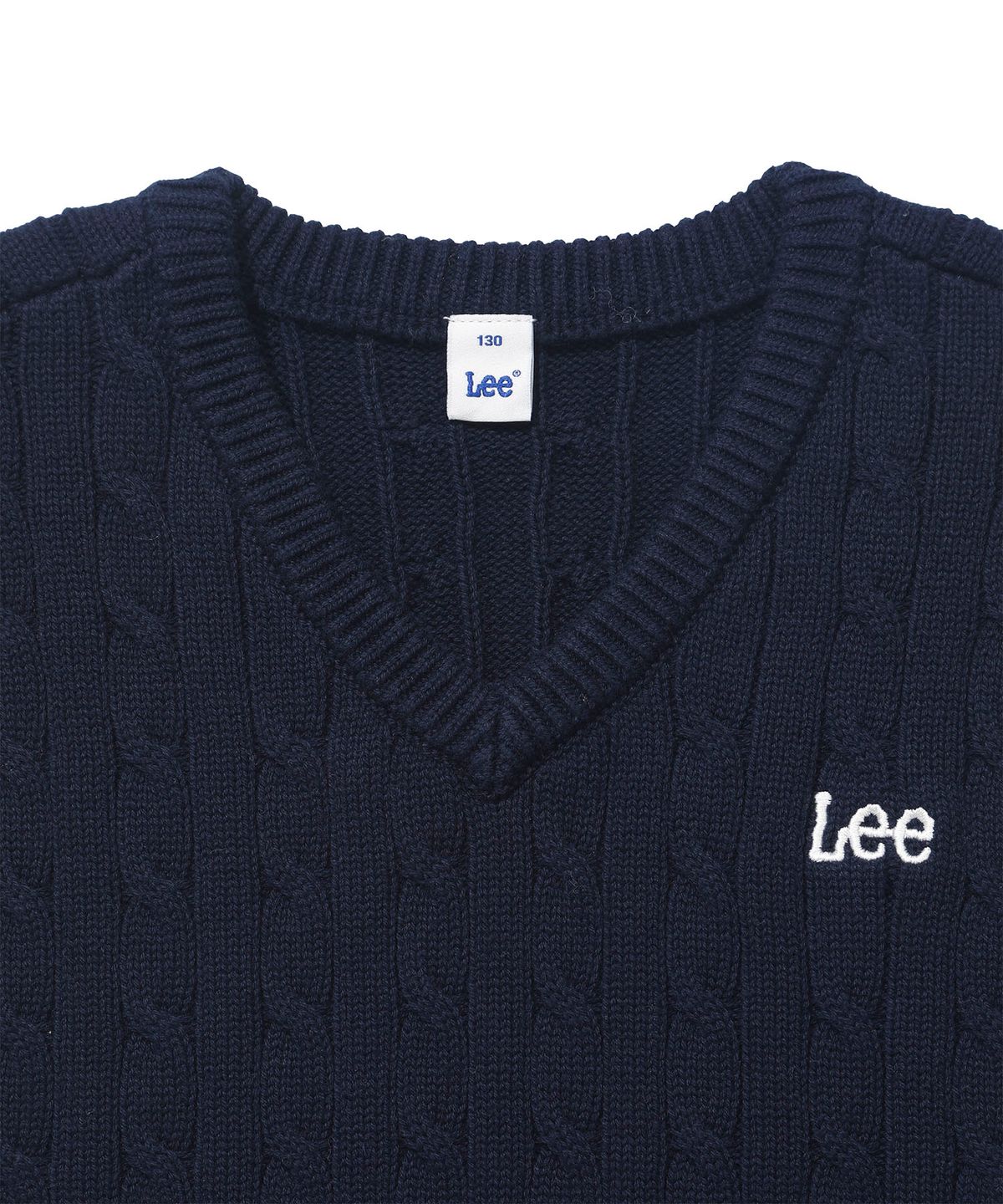 리 키즈(LEE KIDS) 케이블 스몰로고 니트 베스트 네이비 LK2604VT03NA