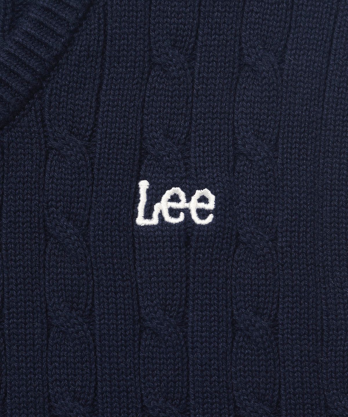리 키즈(LEE KIDS) 케이블 스몰로고 니트 베스트 네이비 LK2604VT03NA