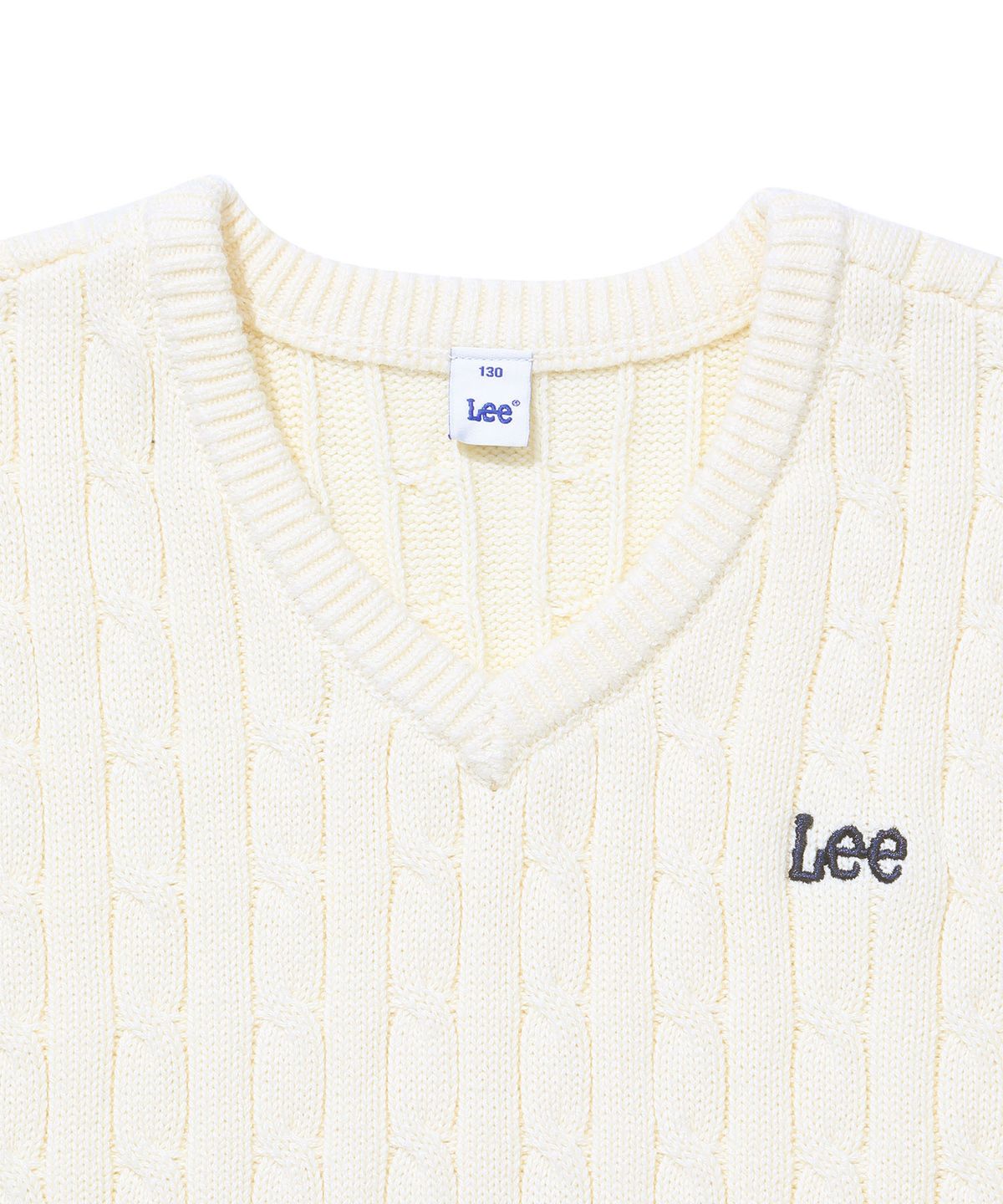 리 키즈(LEE KIDS) 케이블 스몰로고 니트 베스트 아이보리 LK2604VT03IV