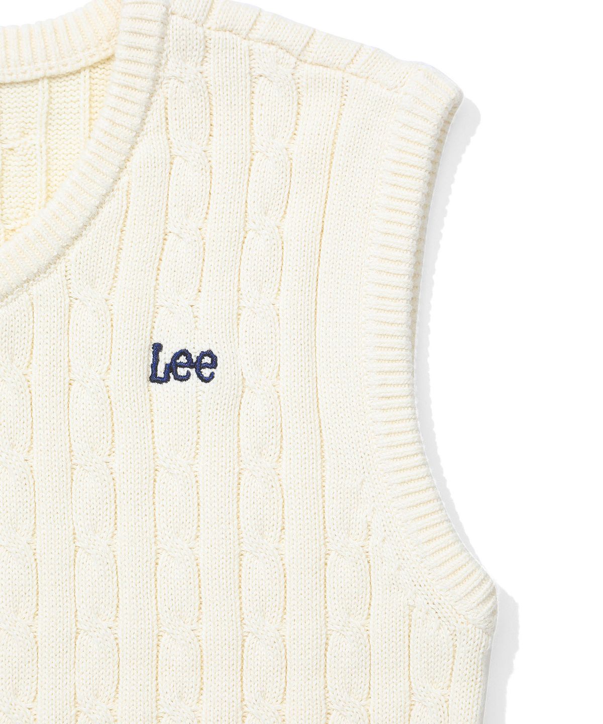 리 키즈(LEE KIDS) 케이블 스몰로고 니트 베스트 아이보리 LK2604VT03IV