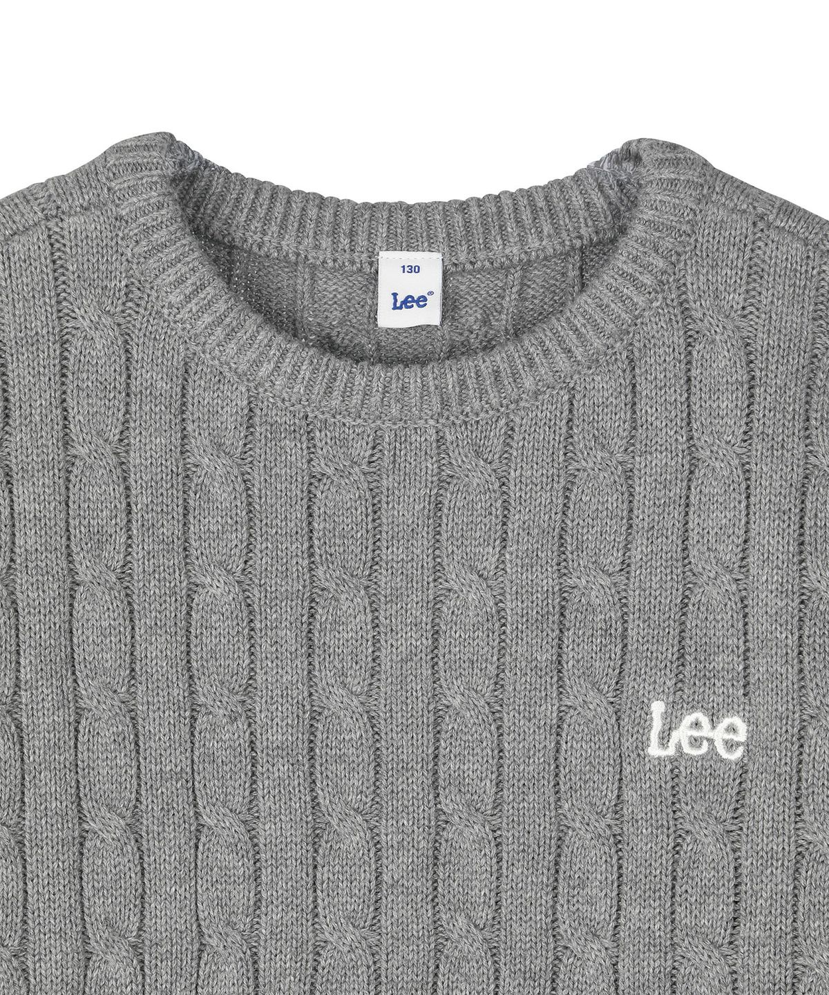리 키즈(LEE KIDS) 케이블 스몰로고 니트 풀오버 멜란지그레이 LK2604KT03MG
