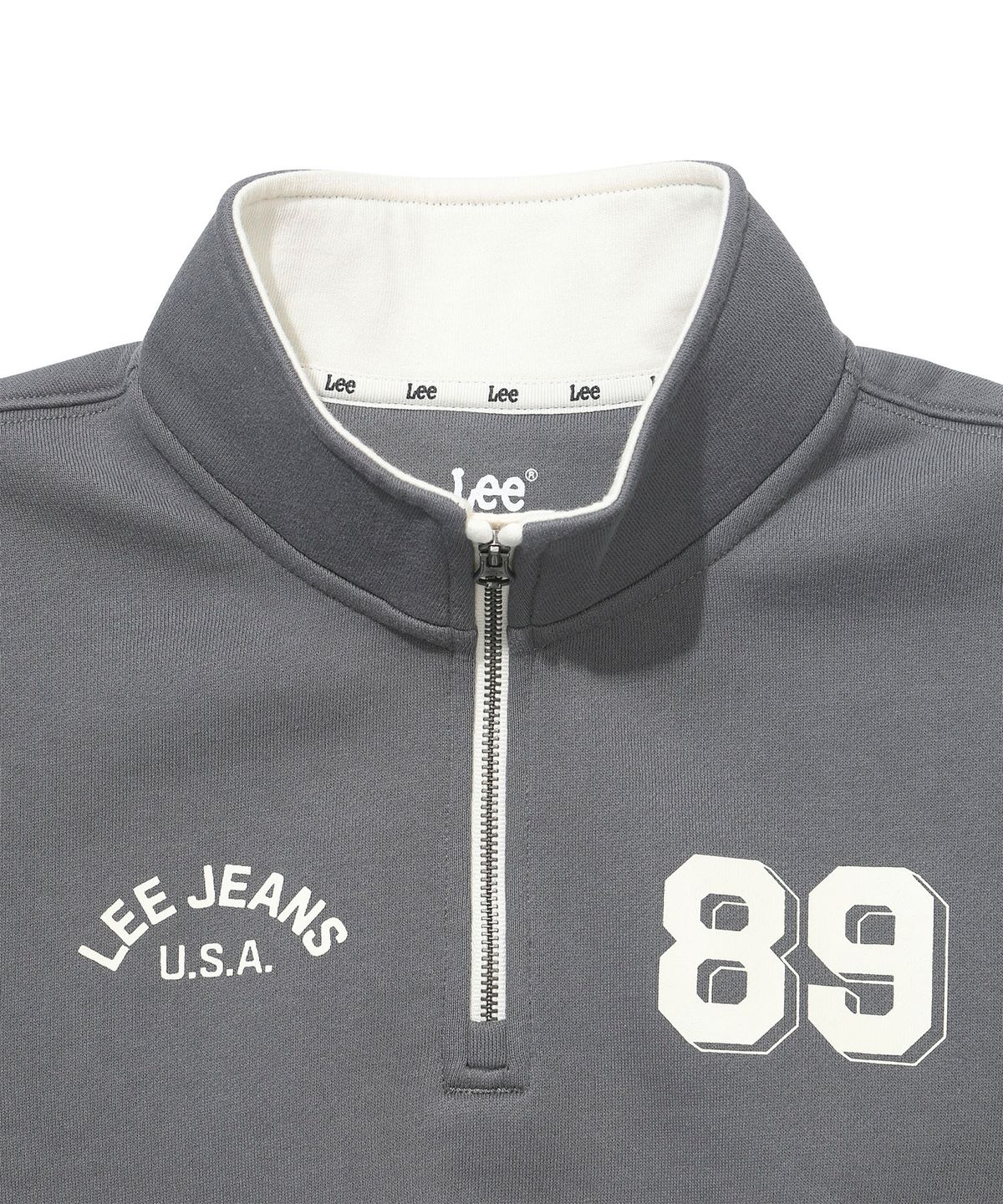 리 키즈(LEE KIDS) 체스트 아트웍 반집업 기모 스웻셔츠 다크그레이 LK2604CR10DG