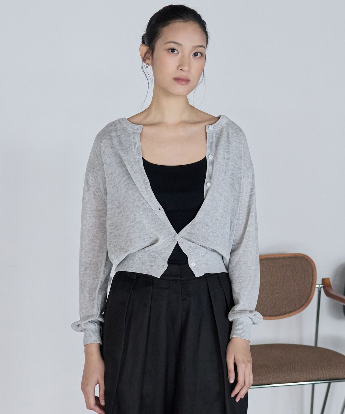 누토프(NUTOFFE) Essential Round Cardigan_Gray