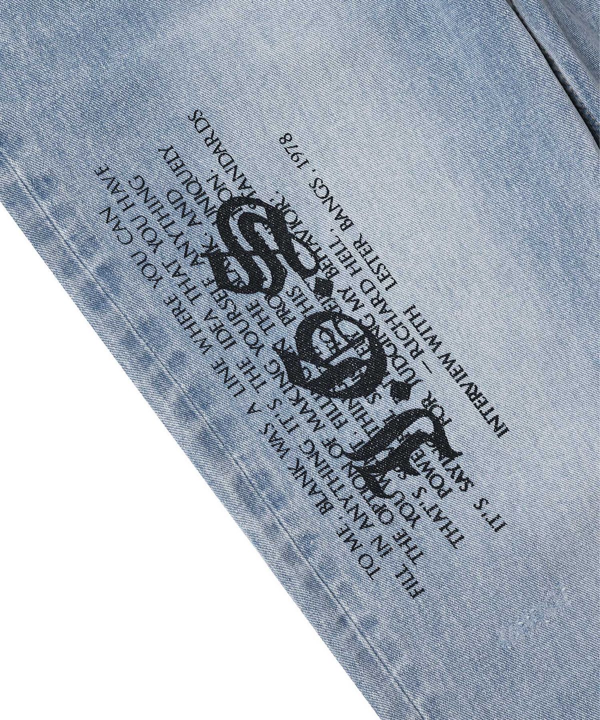 인세인개러지(INSANEGARAGE) INSANE LETTERING DENIM PANTS_LIGHT BLUE