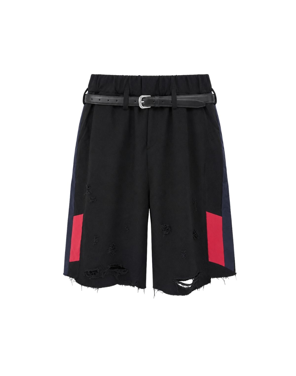 오디너리피플(ORDINARY PEOPLE) RE : Patchline Color Damage Washed Trackers Sweat Half Pants [BLACK]