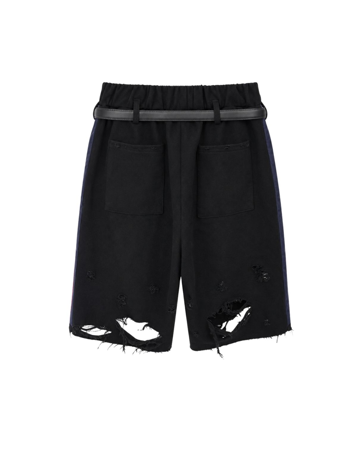 오디너리피플(ORDINARY PEOPLE) RE : Patchline Color Damage Washed Trackers Sweat Half Pants [BLACK]
