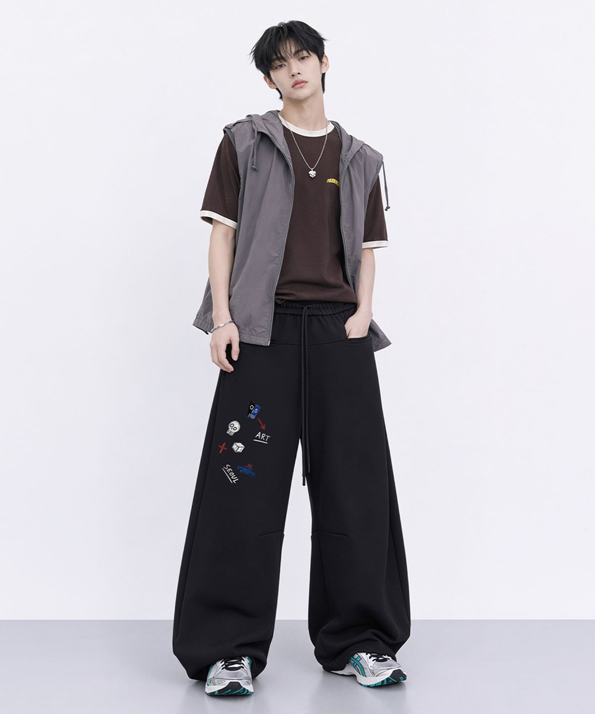 아티스트웨어(ARTISTWEAR) [ATW] 리틀 카오스 라인 와이드팬츠 - 2COLOR