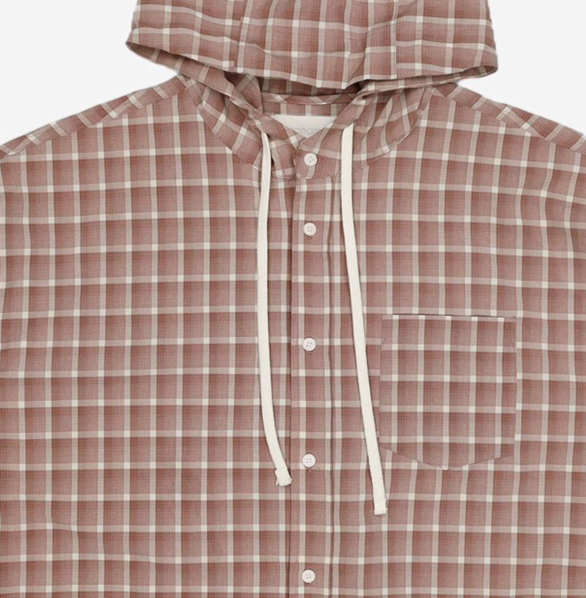 세컨모놀로그(SECONDMONO) Check Hooded Shirt [BRICKRED]_SESH012BRICKRED L
