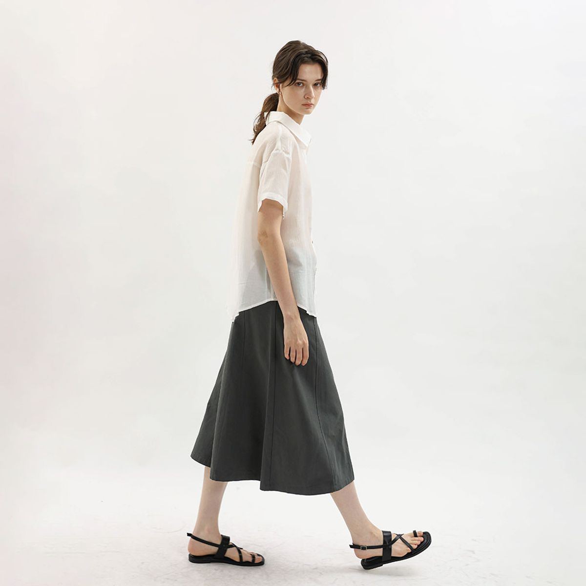 웬스데이딜라잇(WEDNESDAY DELIGHT) WD_High waist a line skirt_GRAY