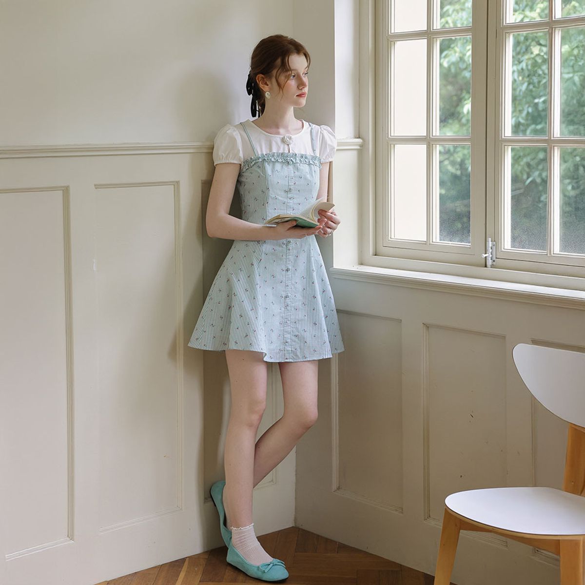 쎄무아듀(CEST MOIDEW) Cest_Floral fake two-piece mini dress