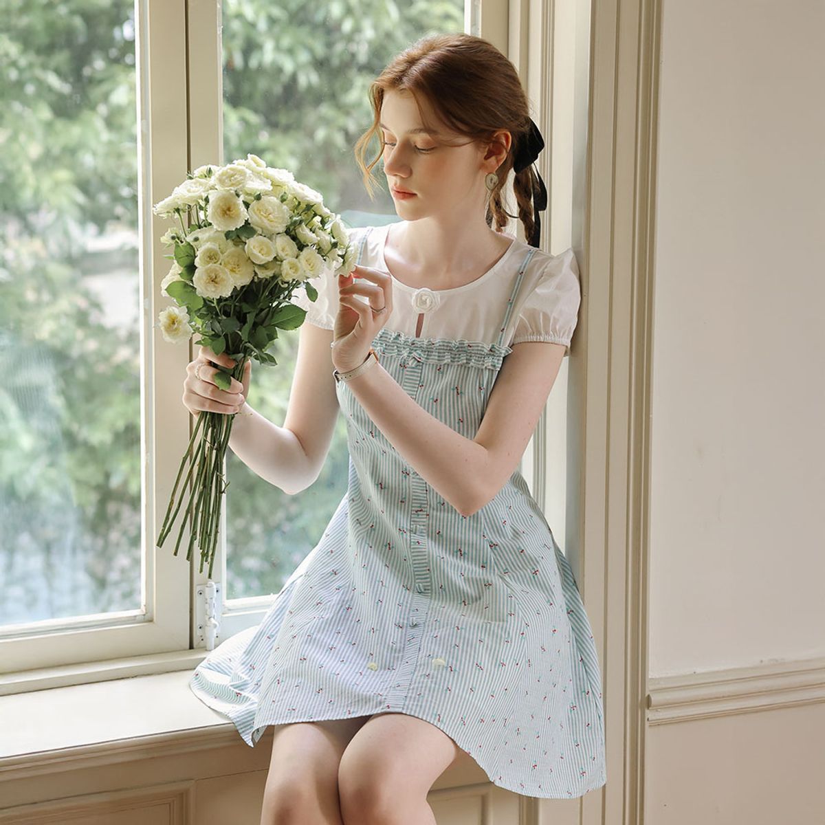 쎄무아듀(CEST MOIDEW) Cest_Floral fake two-piece mini dress