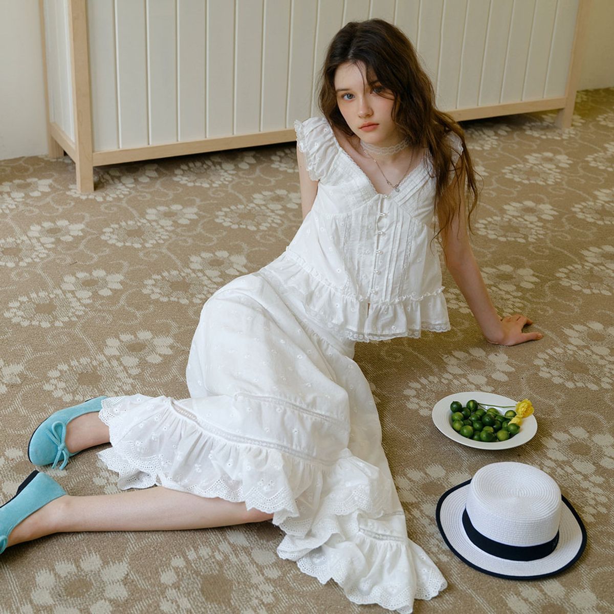 쎄무아듀(CEST MOIDEW) Cest_Embroidered lace trim skirt