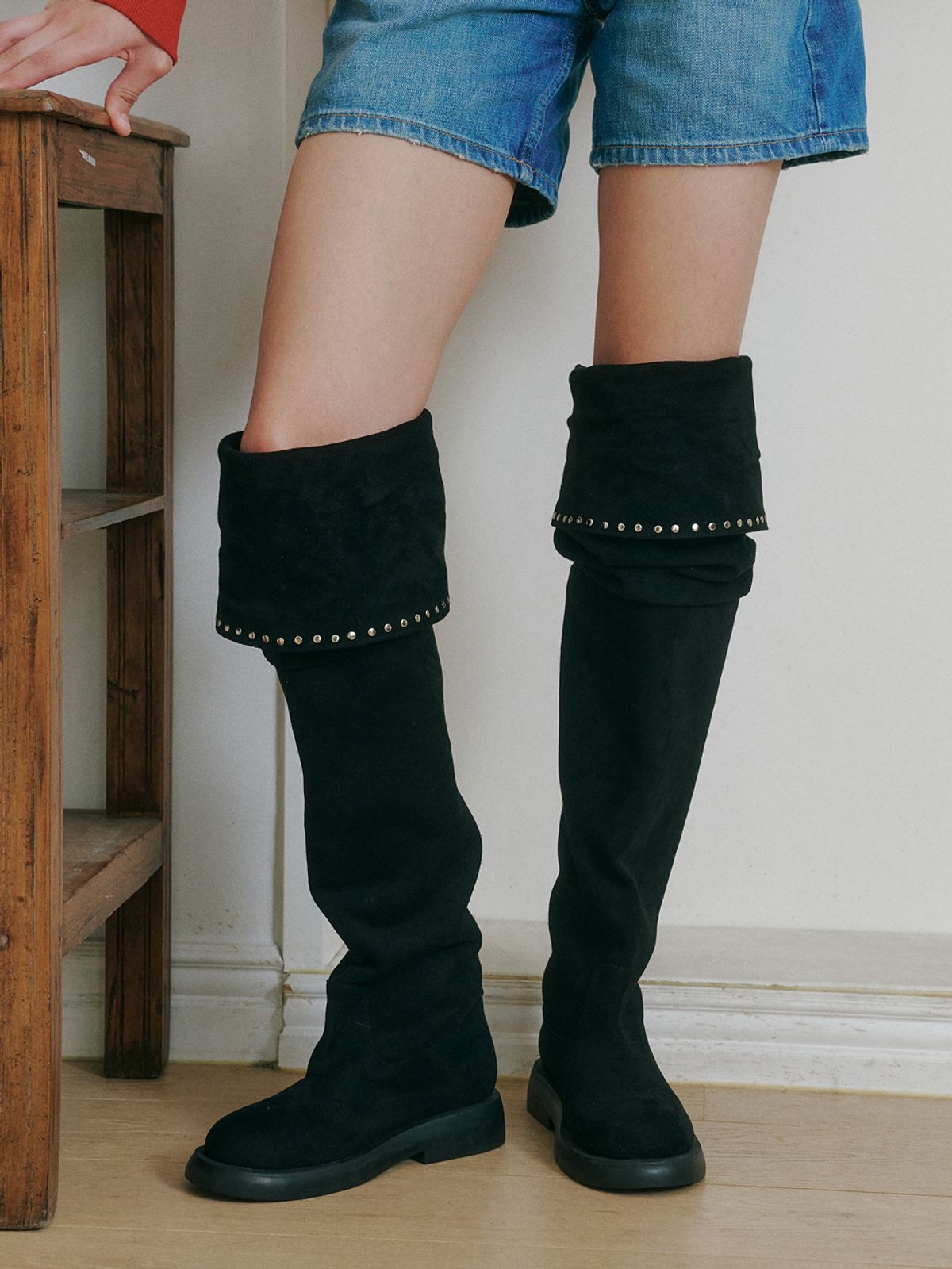 포른른(FORRR) Rivet Long Boots - 2Color