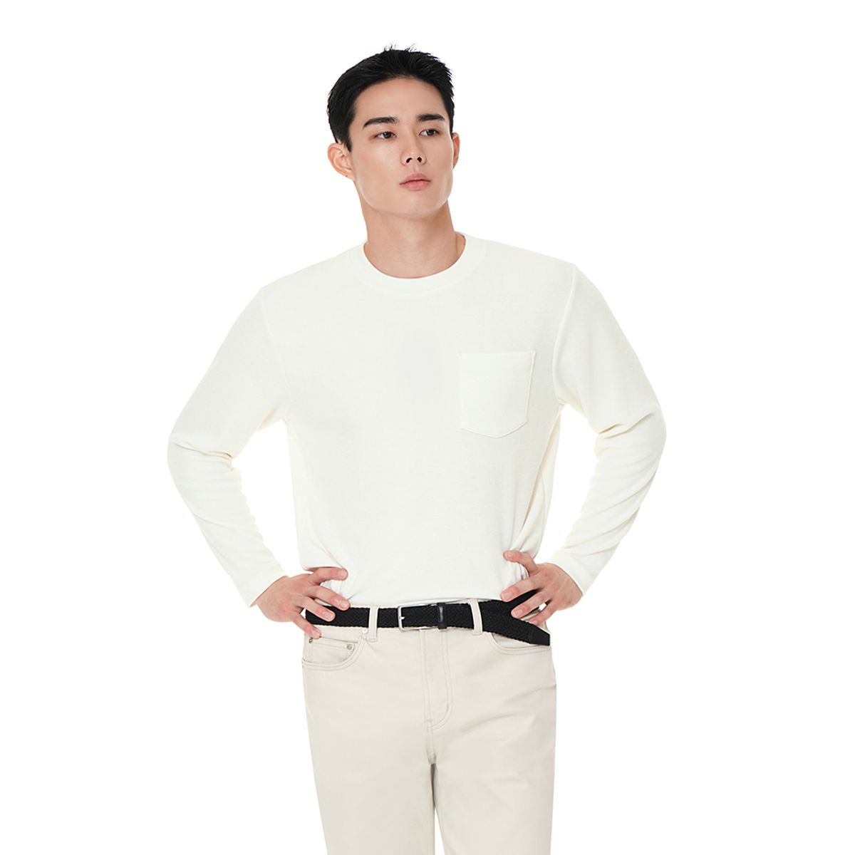 안다르(ANDAR) [워셔블] 프라임니트 맨즈 포켓 롱슬리브